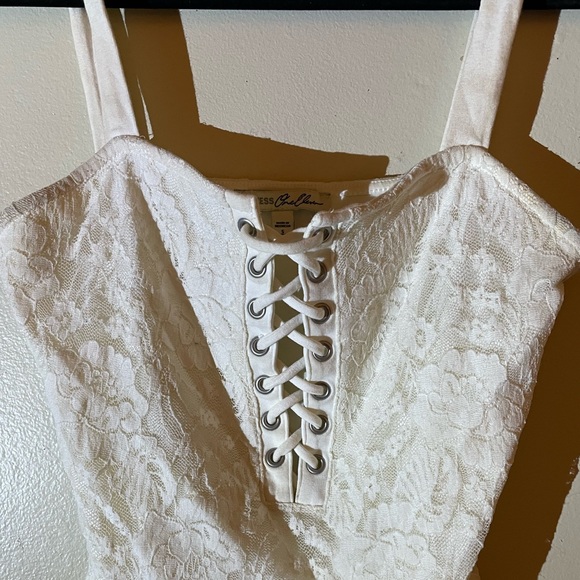Express White Lace Up Bodysuit - Picture 3 of 6